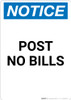 Notice: Post No Bills - Portrait Wall Sign