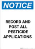 Notice: Record and Post All Pesticide Applications - Portrait Wall Sign
