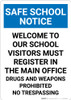 Notice: Safe School Welcome To Our School - Portrait Wall Sign Notice: Safe School Welcome To Our School - Portrait Wall Sign
