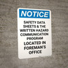 Notice: Safety Data Sheets - Portrait Wall Sign Notice: Safety Data Sheets - Portrait Wall Sign