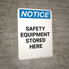 Notice: Safety Equipment - Portrait Wall Sign