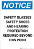 Notice: Safety Glasses Safety Shoes Hearing Protection Required Beyond This Point - Portrait Wall Sign