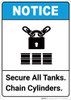 Notice: Secure All Tanks Chain Cylinders ANSI with Icon - Portrait Wall Sign