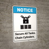 Notice: Secure All Tanks Chain Cylinders with Icon - Portrait Wall Sign