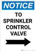 Notice: To Sprinkler Control Valve - Portrait Wall Sign Notice: To Sprinkler Control Valve - Portrait Wall Sign