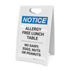Notice: Allergy Free Lunch Table No Dairy Eggs Nuts or Peanuts - A-Frame Sign Notice: Allergy Free Lunch Table No Dairy Eggs Nuts or Peanuts - A-Frame Sign