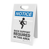 Notice: Back Support Required In This Area with Icon - A-Frame Sign Notice: Back Support Required In This Area with Icon - A-Frame Sign