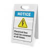 Notice: Electrical Box Must Be Covered at All Times with Icon ANSI - A-Frame Sign