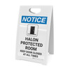 Notice: Halon Protected Room Keep Door Closed with Icon - A-Frame Sign