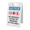 Notice: No Smoking Eating Or Drinking In This Area with Icons - A-Frame Sign