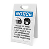 Notice: Please Use Hand Sanitizer Wear Face Mask For Flu Symptoms - A-Frame Sign