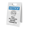 Notice: Roll All Straps Before Turning In with Icon - A-Frame Sign