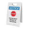 Notice: Stop Visitor Must Report To The Office With Graphic - A-Frame Sign Notice: Stop Visitor Must Report To The Office With Graphic - A-Frame Sign