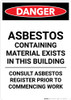 Asbestos Containing Material Exists in This Building - Portrait Wall Sign