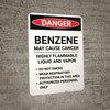 Benzene May Cause Cancer Highly Flammable Liquid - Portrait Wall Sign Benzene May Cause Cancer Highly Flammable Liquid - Portrait Wall Sign