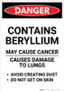 Beryllium Cancer Hazard - Portrait Wall Sign Beryllium Cancer Hazard - Portrait Wall Sign