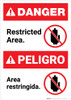 Bilingual Restricted Area Spanish - Portrait Wall Sign