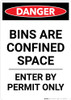 Bins Are A Confined Space - Portrait Wall Sign Bins Are A Confined Space - Portrait Wall Sign