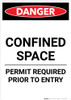 Confined Space Permit Required - Portrait Wall Sign Confined Space Permit Required - Portrait Wall Sign