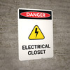 Electrical Closet with Hazard Icon - Portrait Wall Sign
