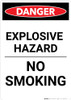 Explosive Hazard No Smoking - Portrait Wall Sign