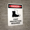 Foot Protection Required with Icon - Portrait Wall Sign
