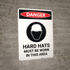 Hard Hats Must Be Worn with Icon - Portrait Wall Sign