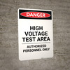 High Voltage Test Area - Portrait Wall Sign