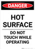 Hot Surface Do Not Touch - Portrait Wall Sign