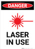 Laser In Use with Icon - Portrait Wall Sign Laser In Use with Icon - Portrait Wall Sign