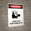 Look Out For Forklifts with Icon - Portrait Wall Sign