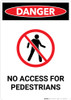 No Access for Pedestrians with Icon - Portrait Wall Sign No Access for Pedestrians with Icon - Portrait Wall Sign