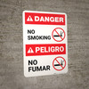 No Smoking With Graphic Bilingual Spanish - Portrait Wall Sign