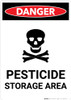 Danger: Pesticide Storage Area with Icon - Portrait Wall Sign