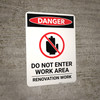 Renovation Work Do Not Enter with Icon - Portrait Wall Sign Renovation Work Do Not Enter with Icon - Portrait Wall Sign