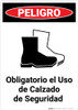Safety Footwear Mandatory Spanish with Icon - Portrait Wall Sign