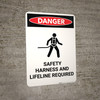 Safety Harness and Lifeline Required with Icon - Portrait Wall Sign Safety Harness and Lifeline Required with Icon - Portrait Wall Sign