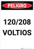Spanish 120/208 Volts - Portrait Wall Sign Spanish 120/208 Volts - Portrait Wall Sign