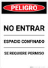 Spanish Permit Required No Entry - Portrait Wall Sign