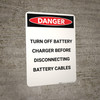 Turn Off Battery Charger - Portrait Wall Sign Turn Off Battery Charger - Portrait Wall Sign
