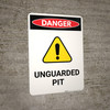 Unguarded Pit with Hazard Icon - Portrait Wall Sign