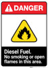 Diesel Fuel No Smoking or Open Flames ANSI - Portrait Wall Sign Diesel Fuel No Smoking or Open Flames ANSI - Portrait Wall Sign