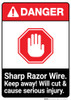 Sharp Razor Wire ANSI - Portrait Wall Sign