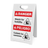 Bilingual Watch for Forklifts Spanish - A-Frame Sign
