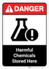 Danger: Harmful Chemicals Stored Here ANSI Portrait with Icon