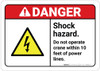 Danger: Shock Hazard Do Not Operate Crane Within 10 Ft with Icon ANSI Landscape Danger: Shock Hazard Do Not Operate Crane Within 10 Ft with Icon ANSI Landscape