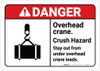 Danger: Overhead Crane Crush Hazard with Icon ANSI Landscape Danger: Overhead Crane Crush Hazard with Icon ANSI Landscape