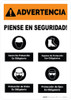Warning: Think Safety PPE Must Be Worn Spanish Portrait
