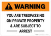 Warning: You Are Trespassing on Private Property & Are Subject to Arrest Landscape
