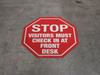 Stop: Visitors Must Check in At Front Desk - Floor Sign